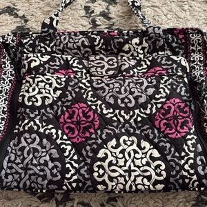Canterberry Patterned Vera Bradley Diaper Bag - Black, Gray & Pink